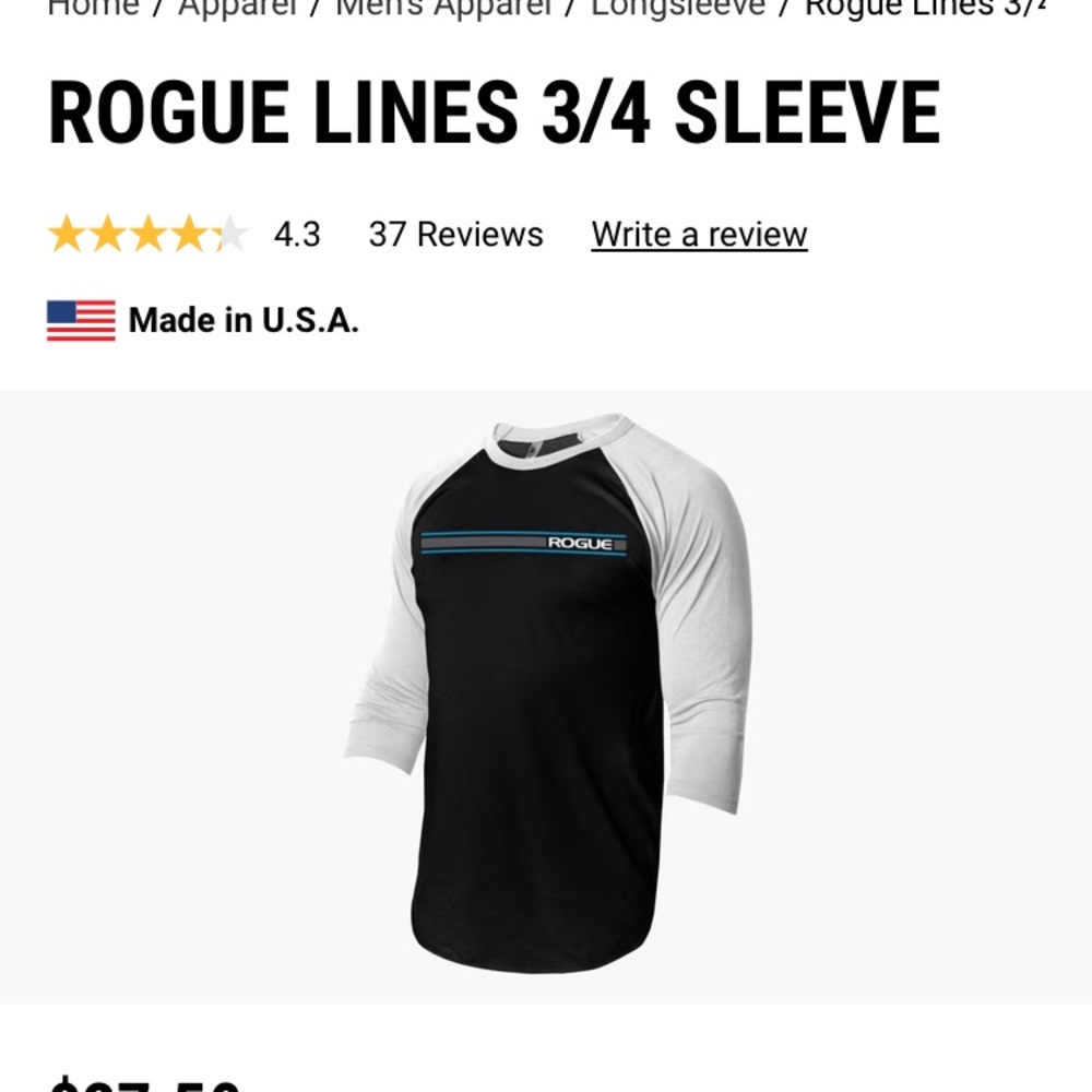 NWT Rogue Lines 3/4 sleeve jersey/XS